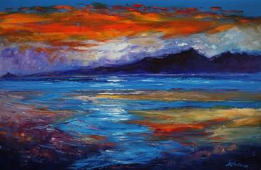 A spring sunset over Arran from Scalpsie Bay Bute 24x36